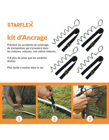 Kit 4 ancrages trampoline marque Starflex - qualité France