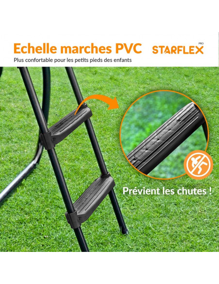 Echelle universelle pour trampoline (Marches PVC larges - Hauteur variable 65~100cm )