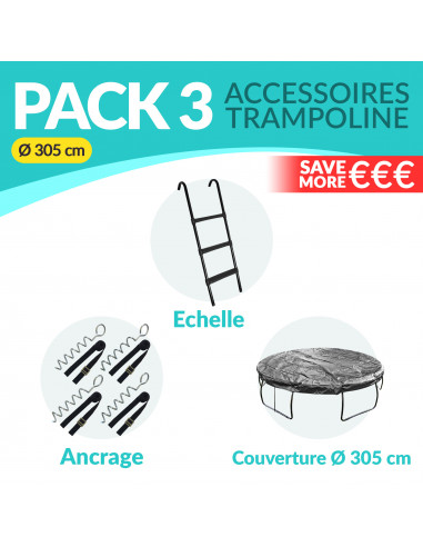 PACK 3 ACCESSOIRES 305 cm: Echelle, Ancrage, Bâche 305 cm - 1
