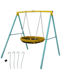Balance Child Tiny Swing - Portico Bird's nest balance - 2 kinderen tegelijk - Gewicht Max 90 kg - Ideale kleine tuinen