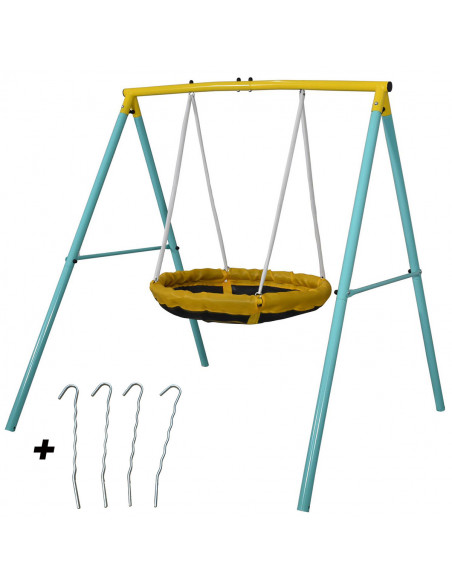 Balance Kind Tiny Swing - Portico Vogelnest Balance - 2 Kinder gleichzeitig - Gewicht Max 90 kg - Ideale kleine Gärten