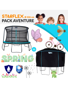 Pack Aventure Trampoline Starflex Pro Ø 430 cm + Tente Cabane Tigloo Ø 430 cm