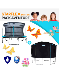 Pack Aventure Trampoline Starflex Pro Ø 370 cm + Tente Tigloo Ø 370 cm