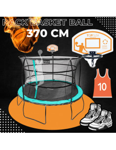 Pack Trampoline Starflex Pro 370 cm avec Kit de Basket - L'Alliance Parfaite pour le Divertissement et le Sport en Famille