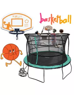 Pack Trampoline Starflex Pro 370 cm avec Kit de Basket - L'Alliance Parfaite pour le Divertissement et le Sport en Famille