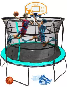 Pack Trampoline Starflex Pro 370 cm avec Kit de Basket - L'Alliance Parfaite pour le Divertissement et le Sport en Famille