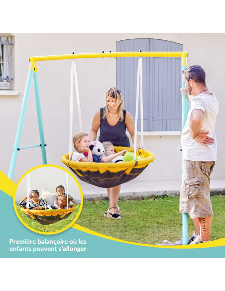 Kinderbalance - Portico Vogelnest Balance - 2 Kinder gleichzeitig - Max. Gewicht 90 kg - Ideale kleine Gärten