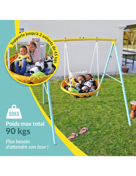 Kinderbalance - Portico Vogelnest Balance - 2 Kinder gleichzeitig - Max. Gewicht 90 kg - Ideale kleine Gärten
