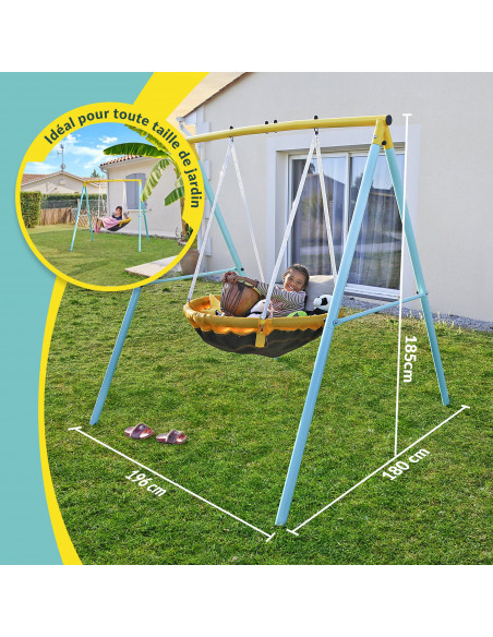 Child Balance - Portico Bird's Nest Balance - 2 kinderen tegelijk - Max Gewicht 90 kg - Ideale kleine tuinen