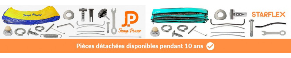 Pieces detachées pour trampoline: filet, coussin de protection, ressorts, piéce de cadre etc