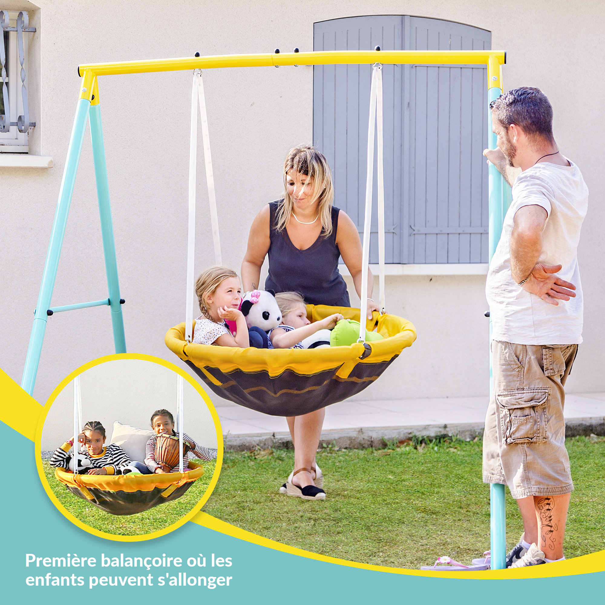 Balançoire pour enfants, jouets familiaux, chaise suspendue pour jardin  intérieur et extérieur, tissée à la main