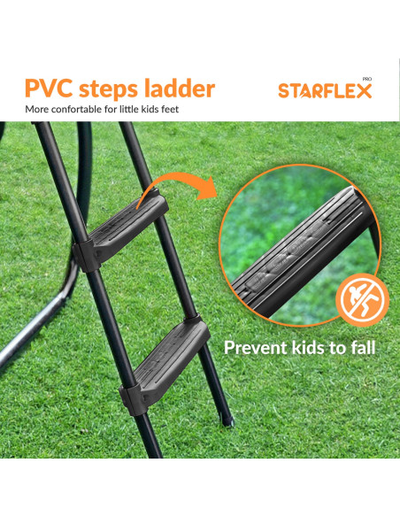 Universele ladder voor trampoline (brede PVC treden - variabele hoogte 65 ~ 100cm)