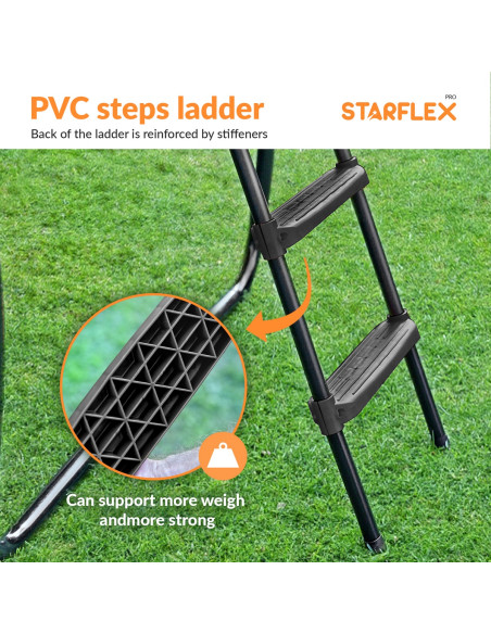Universele ladder voor trampoline (brede PVC treden - variabele hoogte 65 ~ 100cm)